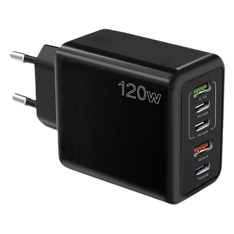 Certificado CE 120W cabezal de carga rápida para teléfono móvil tipo C europeo, americano y británico PD USB adaptador multipuerto cargador de tableta