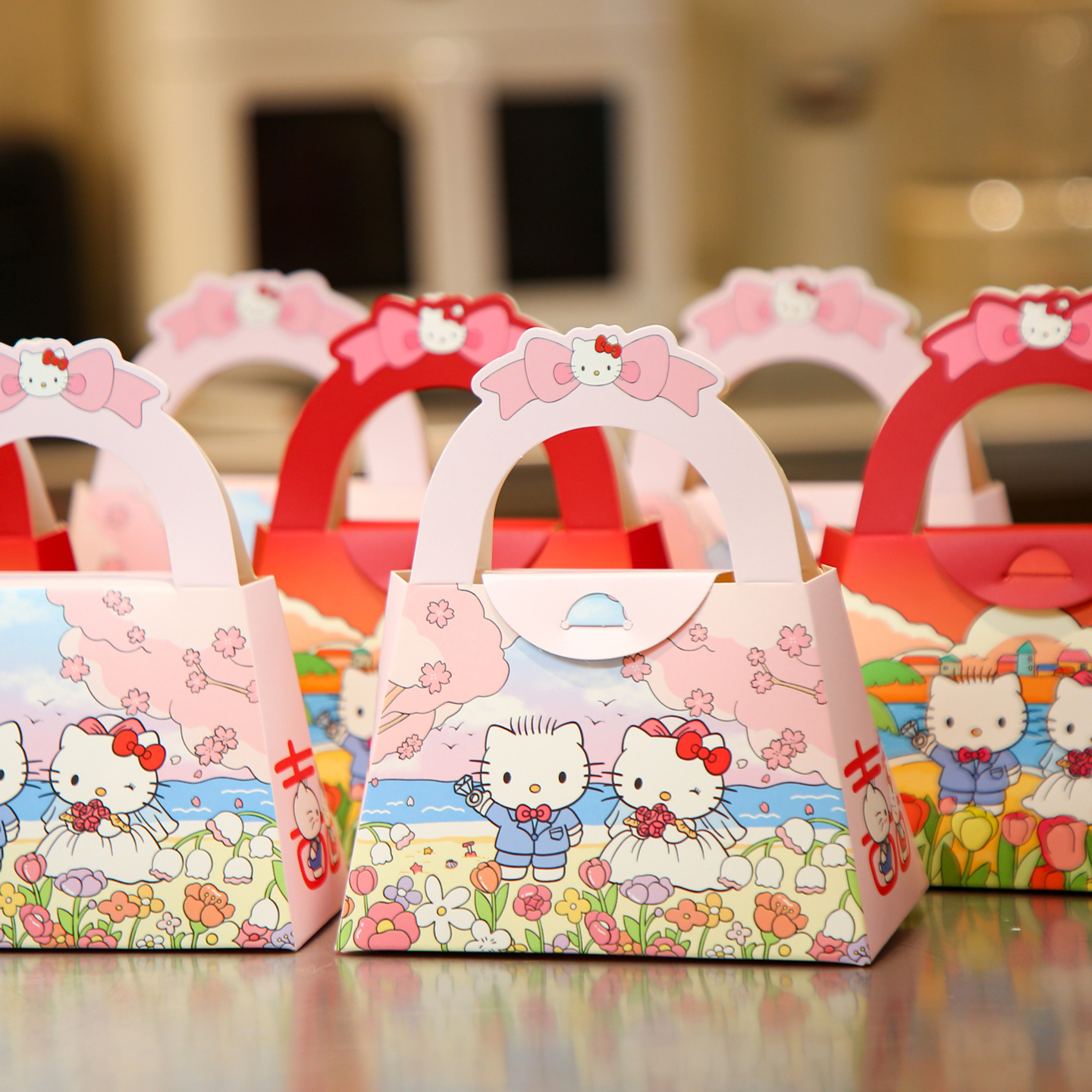 New red cartoon wedding candy box festive creative KT cat portable…