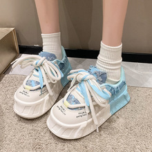 网红超火奶fufu小白鞋女2023夏季新款透气厚底小个子多巴胺鞋子潮