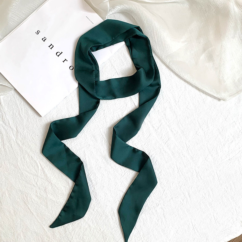 Pañuelo de seda de tira larga, sentido avanzado, nuevo color caramelo, color sólido, bufanda estrecha y versátil, cinta decorativa para el cabello, cinta para atar, cinta