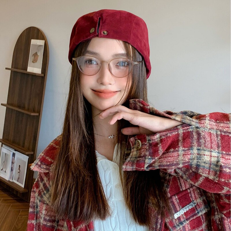 日系贝雷帽大头围可调节美拉德风复古前进帽女士外出显脸小八角帽|undefined