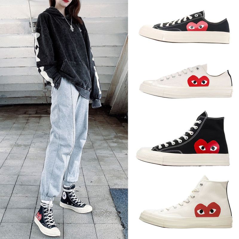 Putian Shoes Converse X Comme Des Garçons Collaboration Canvas Shoes 1970S Big Eyes Heart Design Unisex Versatile Sneakers Putian Shoes Converse X Comme Des Garçons Collaboration Canvas Shoes 1970S Big Eyes Heart Design Unisex Versatile Sneakers