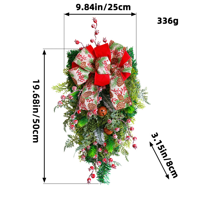 Creativo arco campana de Navidad árbol al revés al por mayor nueva guirnalda de aguja de pino de fruta roja apertura de tienda celebración decoración de Navidad