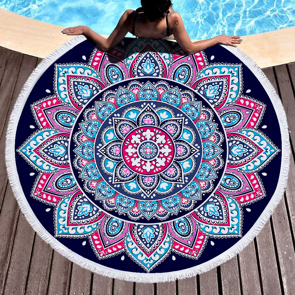 Nuevo estilo redondo Mandala estampado toalla de playa toalla de baño de microfibra cojín de patrón mandala