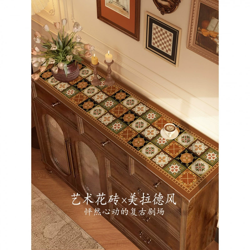 Maillard ретро буфет, коврик для стола, ТВ-шкаф, кожаная скатерть, водонепроницаемая и маслостойкая туалетный столик, коврик для стола, высококачественный