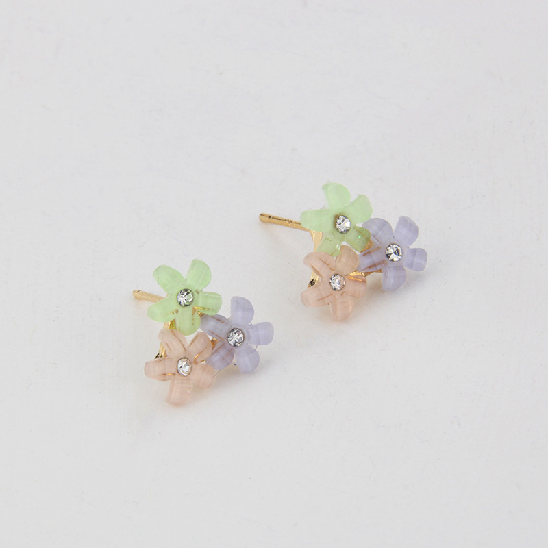 New Acrylic Colorful Flower Stud Earrings for Women Simple Spot Fashion Copper Fresh Design Hot Sale Earringspicture2