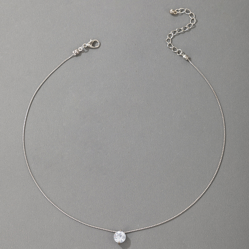 simple transparent invisible fish line zircon necklace diamond-studded clavicle chain female
