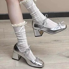 玛丽珍小皮鞋法式粗跟高跟浅口单鞋女2025夏季新款仙女风配裙子