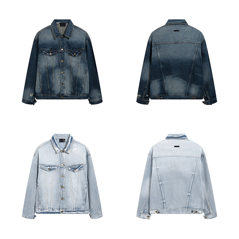 Men's Clothing heavy washed distressed denim jacket for men and women bf hip hop high street loose coat jacket_viptrois.com