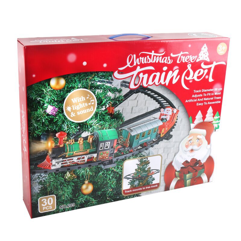 Tren eléctrico realista transfronterizo, regalo de Navidad, coche de tren con música y luces, se puede colgar en el árbol de Navidad