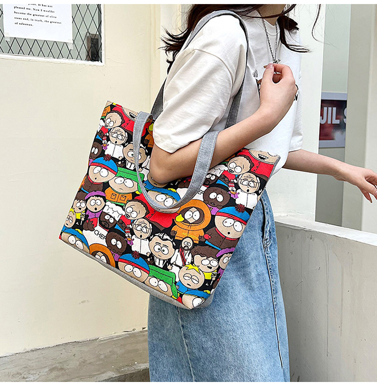 Women's Streetwear Color Block Flower Canvas Shopping Bags display picture 10