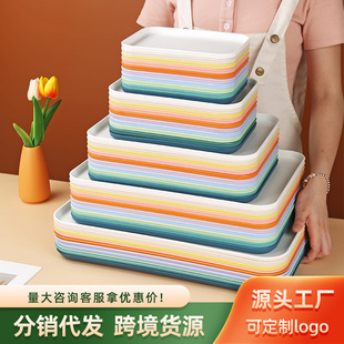 Source Factory Wheat Straw Tray Restaurant Hotel Plastic Dinner Plate Home Fruit Plate Kindergarten Rectangular Plate