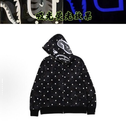 Polka Dot Black Wholesale Bape Trendy Hot-Selling Collaboration Series Autumn New Camouflage Ape Head Sweatshirt Jacket