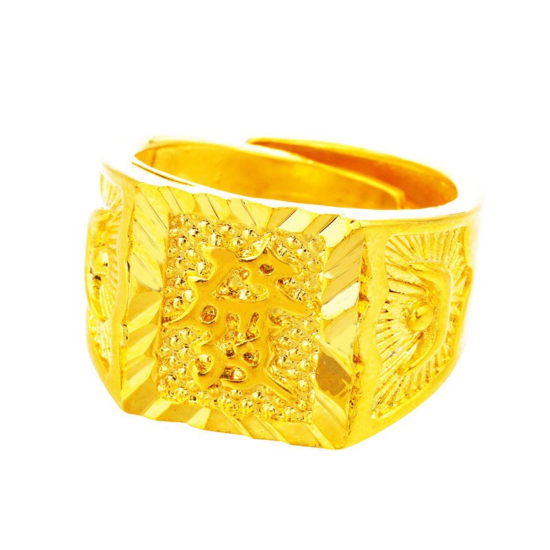 黄銅の金メッキの福の金儲けの指輪の男性の多種類の車の花は宝の蛇口の関公の戒子の金メッキの指輪を招きます。