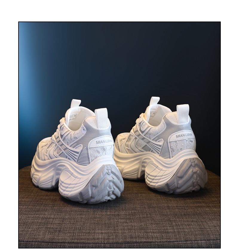 Giày sneaker chunky đế dày tăng chiều cao lưới thoáng khí mùa hè nữ HS9157-66 — Màu trắng chi tiết 20