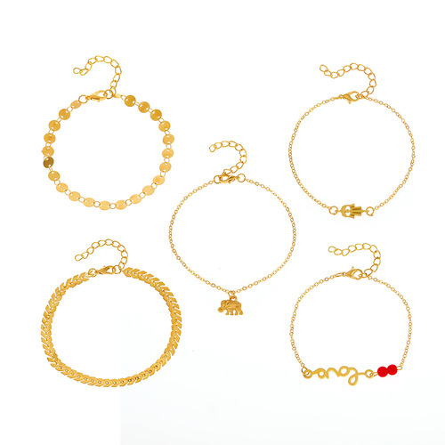 Cross-border European and American multi-layer anklet chain, niche sexy versatile beach stackable anklet chain set for girls, foot accessory set