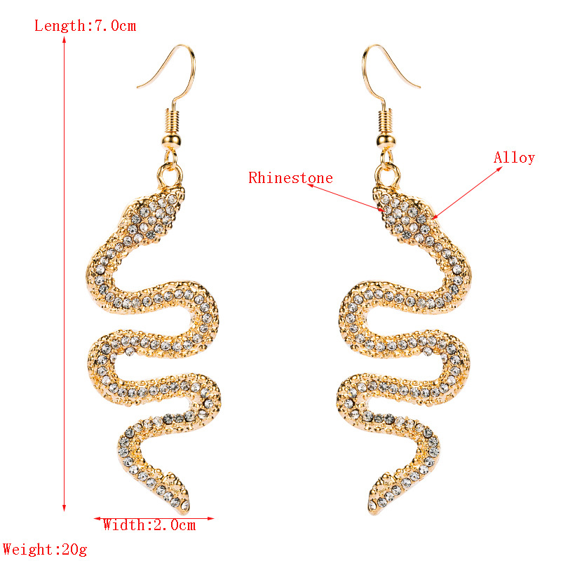 Wholesale Jewelry Alloy Inlaid Rhinestone Snake-shaped Earrings Nihaojewelry display picture 1