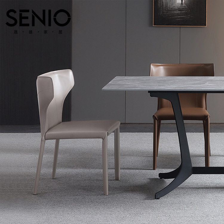 Mule Leather Dining Chair for Home, Modern Minimalist Nordic Light Luxury Dining Chair, Italian Minimalist Designer Chair, Desk Chair