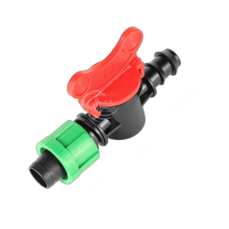 Válvula Recta con Bloqueo para Cinta de Goteo 16mm de Conexión Simple