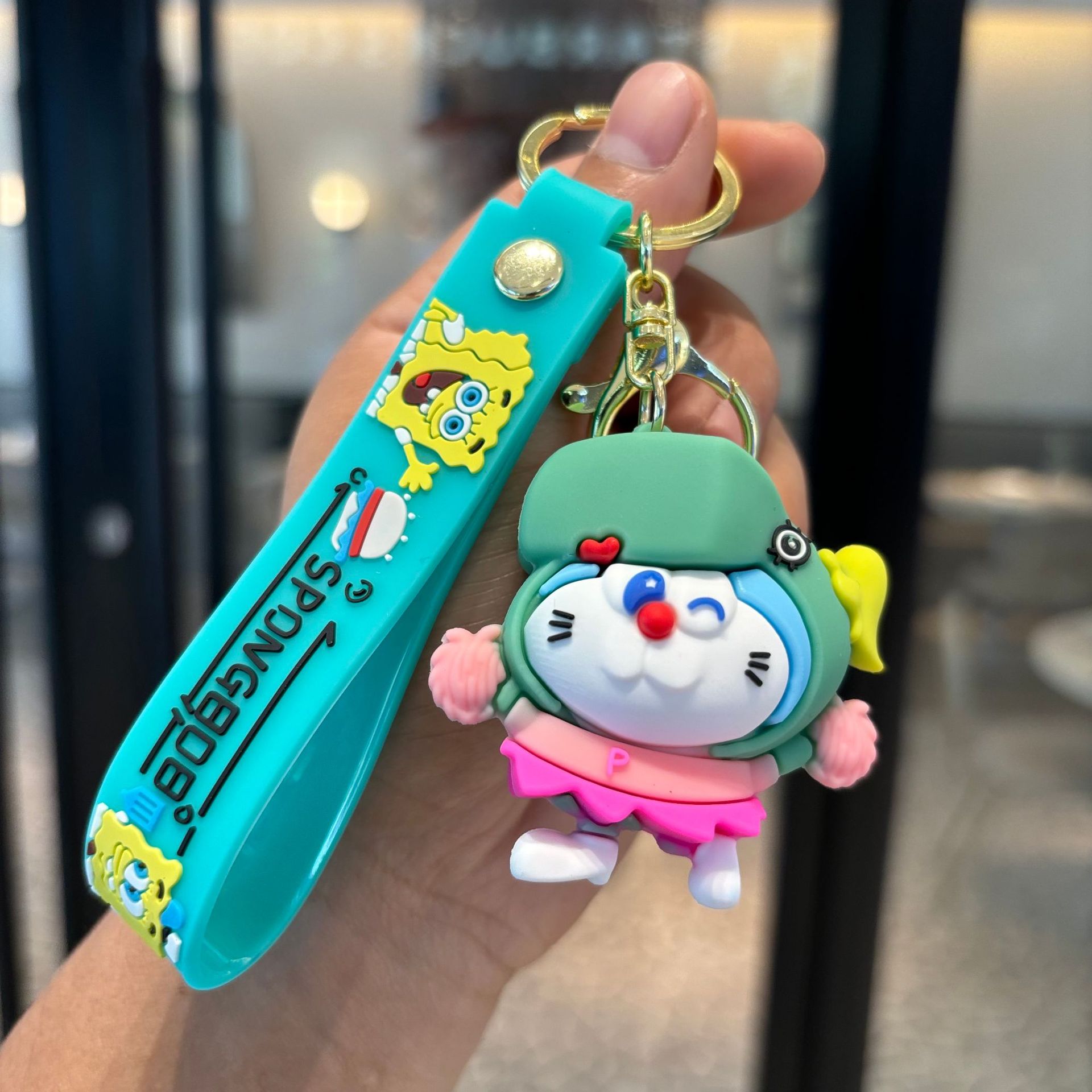 Baby esponja transfronterizo llavero de muñeca de PVC disfrazado colgante bolsos de automóvil colgante garra máquina de regalo pequeño