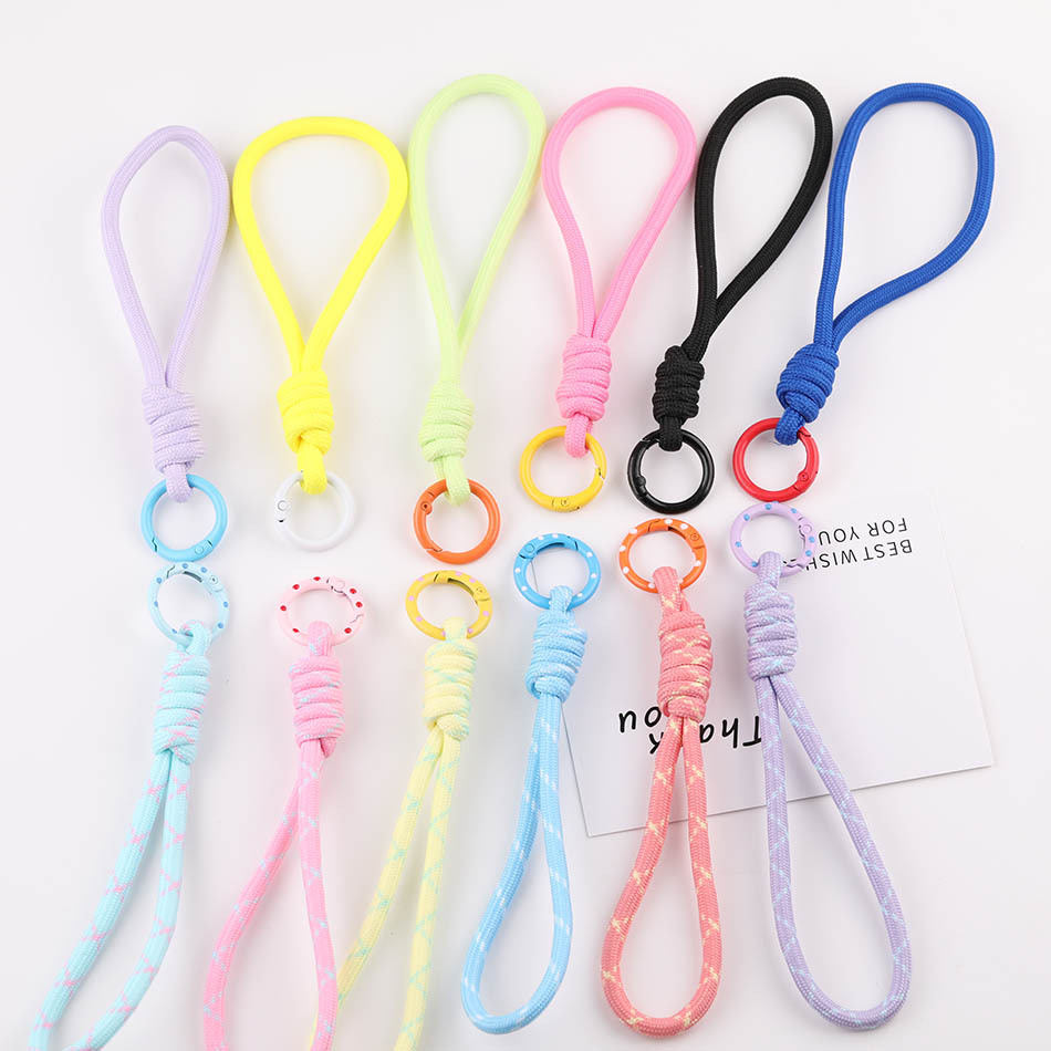 Girly Color-Blocked Phone Lanyard DIY Handmade Woven Short Doll Anti-Lost Keychain Material Accessories