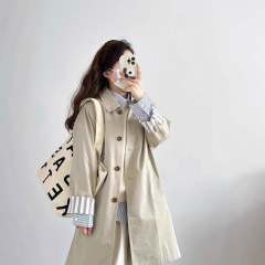 女士休闲风衣外套女款2025年新款春秋季中长款大衣小个子薄款气质