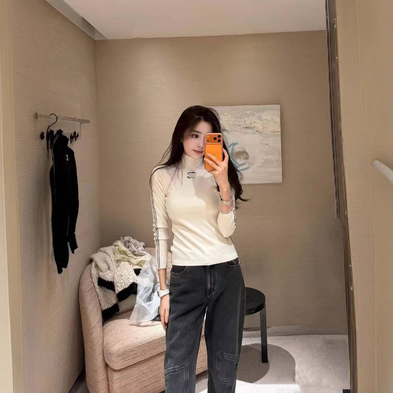 Nanyou High Version Xiaoxiang 25 Autumn and Winter Ski New High Collar Pullover Bottoming Knitwear Contrasting Color Long-Sleeved Knitwear Women's Clothing