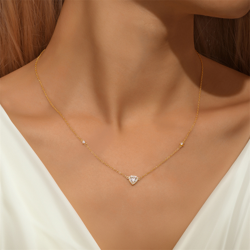 925 sterling silver Chain Material cable chain Chain Type 925 Sterling Silver Heart Shape Zircon 925 Sterling Silver Cable Chain Pendant Necklace