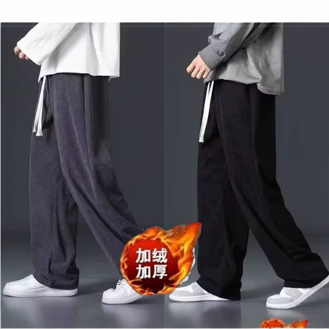 Мужские вельветовые брюки свободного кроя для весны и осени, зимние повседневные прямые спортивные штаны для мужчин, модный образ.