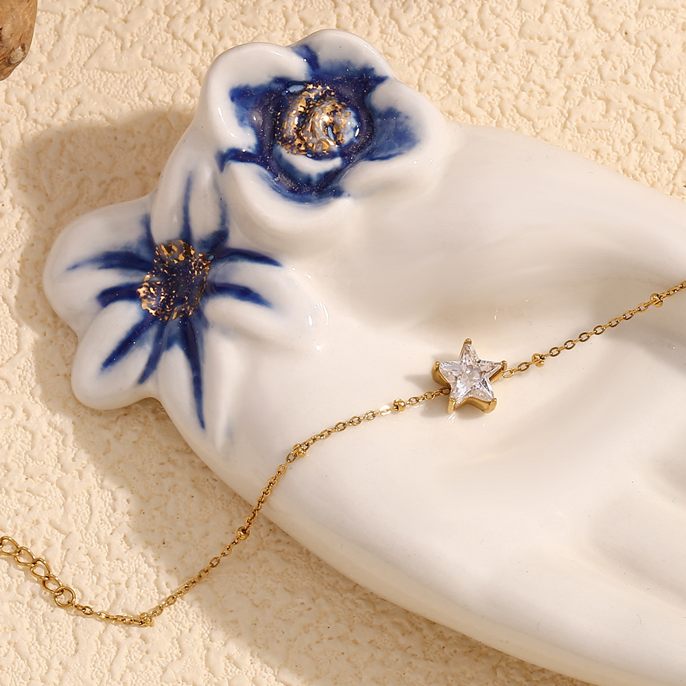 Diamond Five-pointed Star Stainless Steel Bracelet