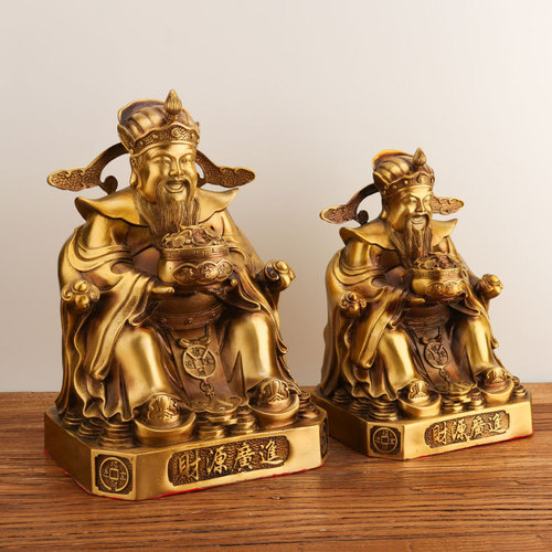 Brass God of Wealth ornaments, home living room decorations, shop opening gifts, company offices, Buddha statues