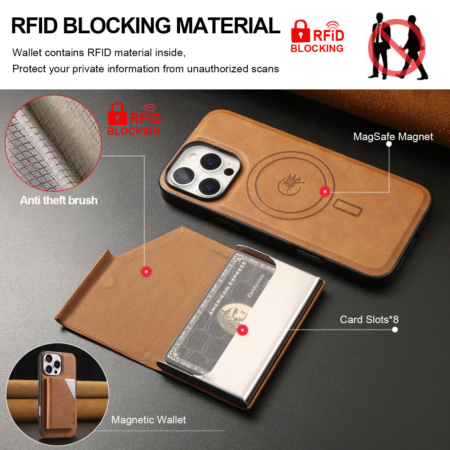 Pu Leather Solid Color Business Phone Cases Phone Accessories display picture 4