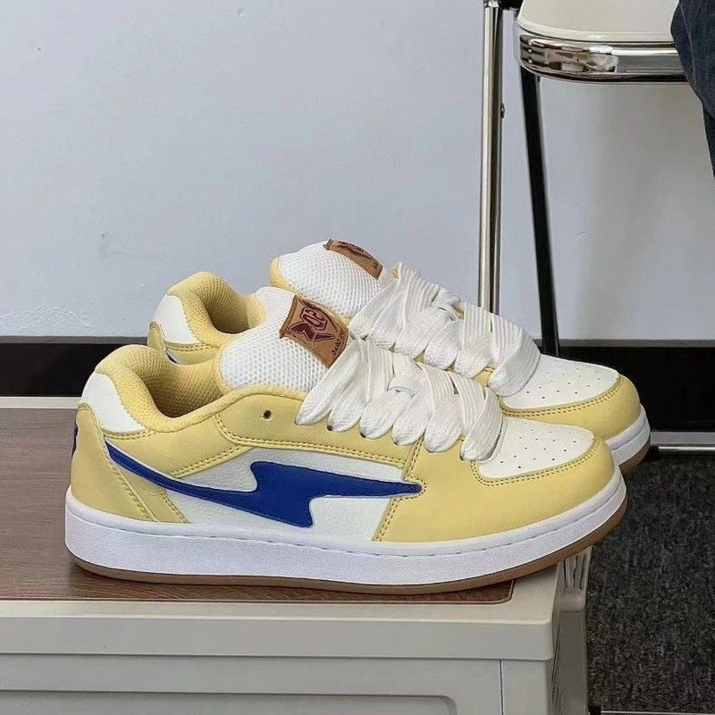 White Rainbow Design Bread Shoes Men ins Trendy 2025 Autumn New White Shoes Student Board Casual Board Shoes