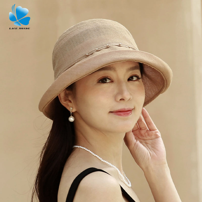 Mũ nón rộng vành nữ đi biển chống nắng cao cấp kiểu Nhật Bản — Màu hồng nhạt