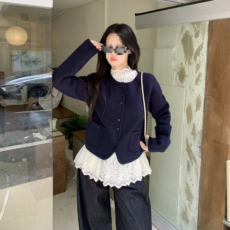 小仙倪子小香风针织衫秋季款超百搭圆领长袖显瘦开衫百搭韩系外套|undefined