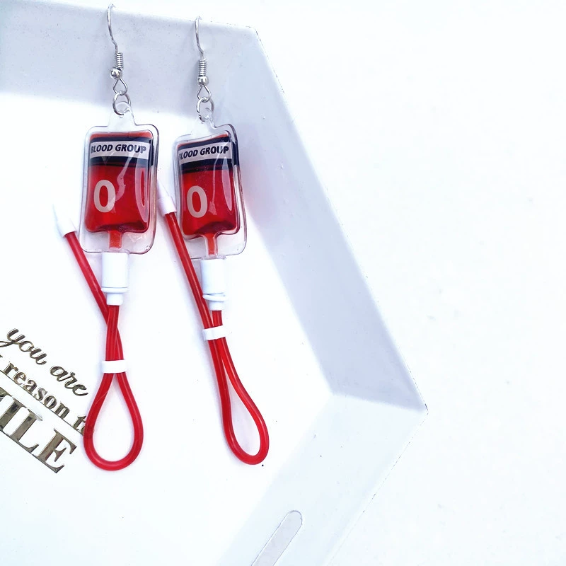 Креативные и забавные Harajuki Simulation Plasma Blood Blood Blood type серьги подкультура Y2K горячая девушка личность серьги на шее