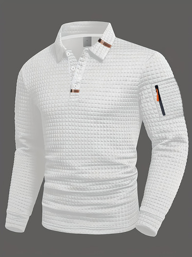 Ecode Men's Spring and Autumn Patchwork Checkered Fashion Men's Casual Sports POLO Shirt