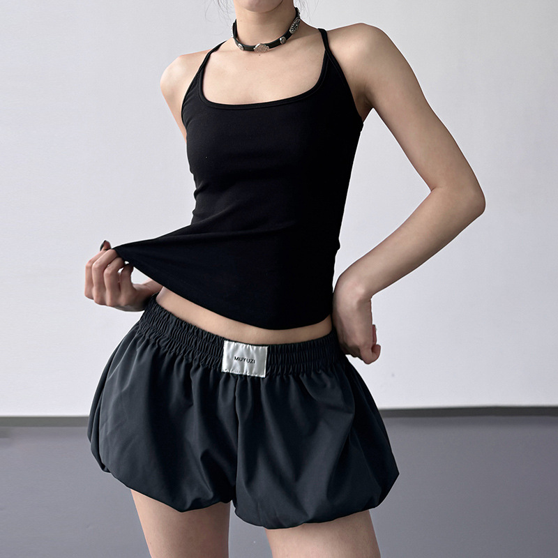 Black U-Neck Camisole Women's 2025 Summer Sexy Slim Fit Inner Wear Beautiful Back Bottoming Short Top