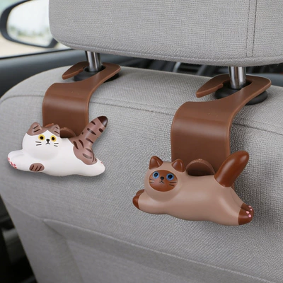 Rear Seat Back Storage – Car hanging - brown-flying-cat-striped-flying-cat-hook-2-pieces