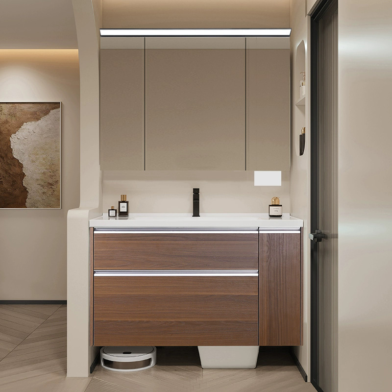 Japanese-Style Large Storage Bathroom Cabinet Combination Drawer Pull Basket Chinese-Style Antique Washstand Ceramic Integrated Hand Wash Basin