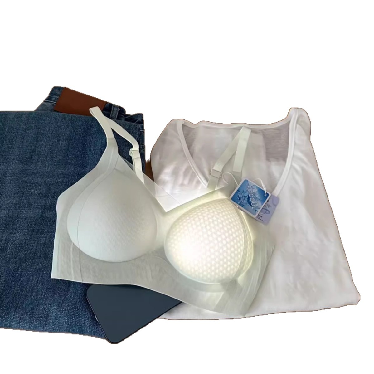 Taza delgada de verano totalmente fija para reunir ropa interior cómoda para mujer sin anillo de acero para recoger leche auxiliar, sujetador de piel de leche antiflacidez