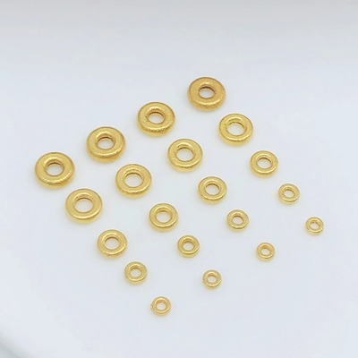 18K Golden Circle Bead 18K Wheel bead AU750 parts Septa Hand string Septa circle