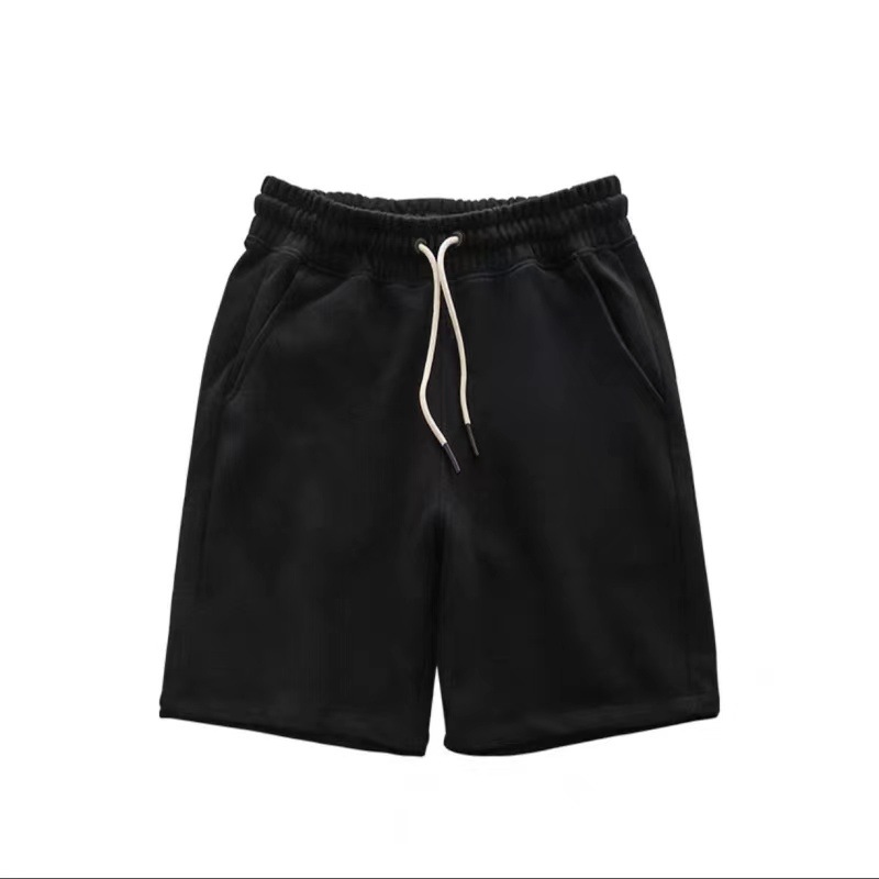 360g pesado lazo de tela casual pantalones cortos de algodón masculinos sueltos pantalones deportivos de fitness de color sólido running pants de moda