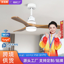 餐厅实木风扇灯智能变频客厅电扇灯卧室吸顶一体吊扇灯具中山工厂