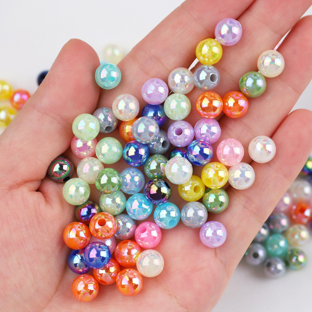 33 Colors, Multiple Sizes, Solid Color Ab Color Plastic Beads with Holes, DIY Necklace, Hair Accessories, Jewelry, Bag Beading Materials