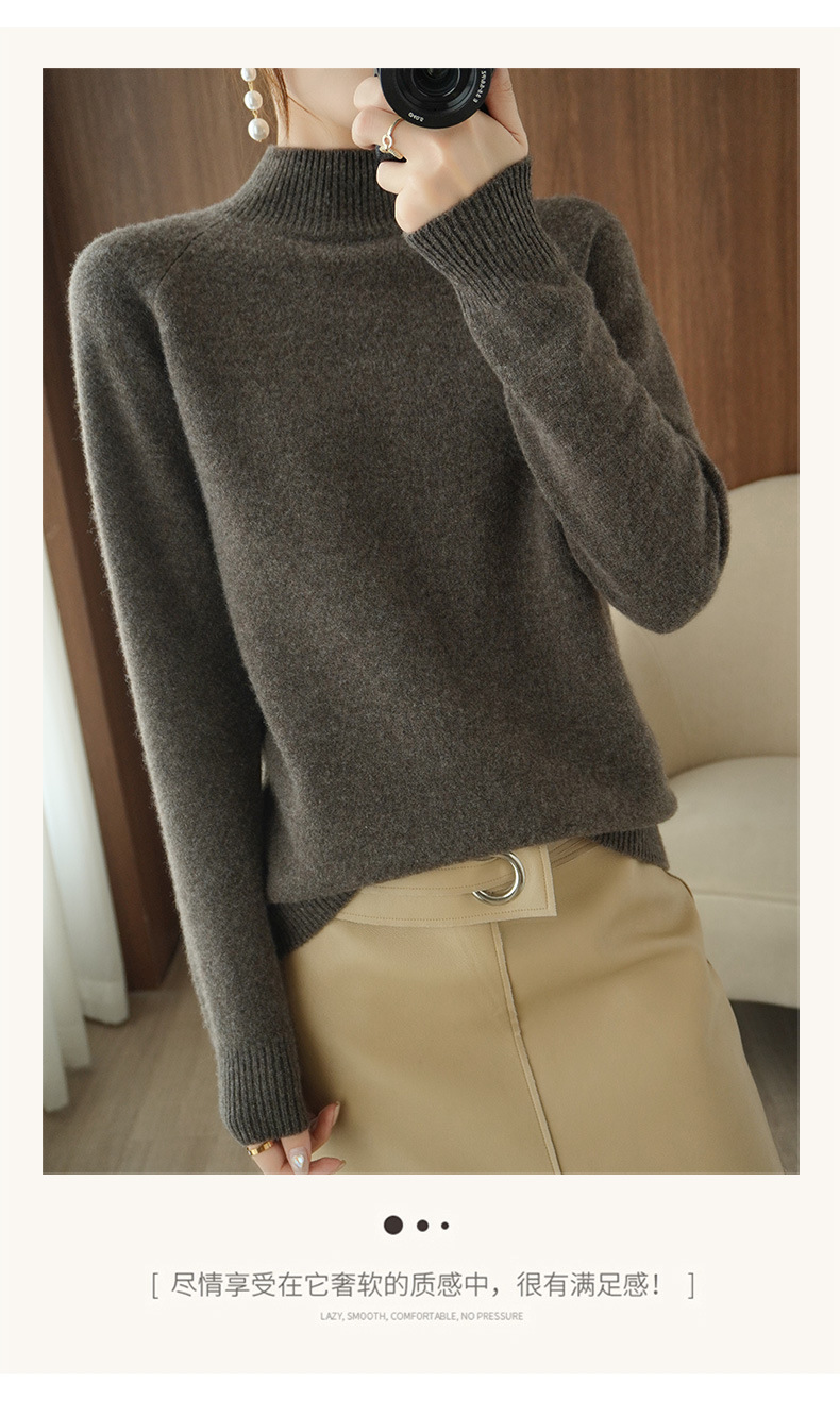 Wholesale of 2022 new semi-high neck pullover long-sleeved knitted sweater for women, a slimming Korean-style base layer pic 55