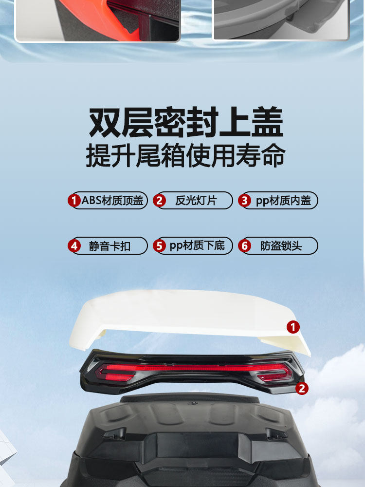 Electric Scooter Rear Trunk, Aima Large Trunk, Universal for Tailg and Xiaodao, Large Capacity Yadea Password Lock Trunk