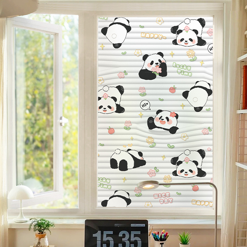 Cute Panda Shutter Household Glass Sticker Toilet Anti-peep Anti-walk Frosted Film Bathroom Transparent Cute Panda Shutter Household Glass Sticker Toilet Anti-peep Anti-walk Frosted Film Bathroom Transparent