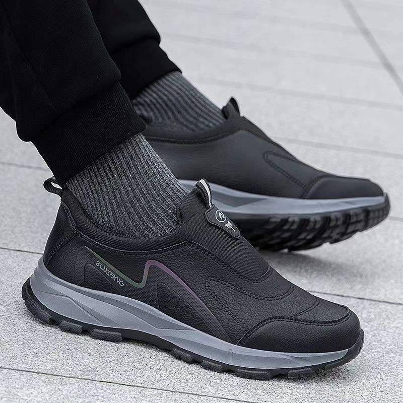 奢依莲老人鞋春秋季防水防滑一脚蹬妈妈鞋中老年小软皮健步运动鞋