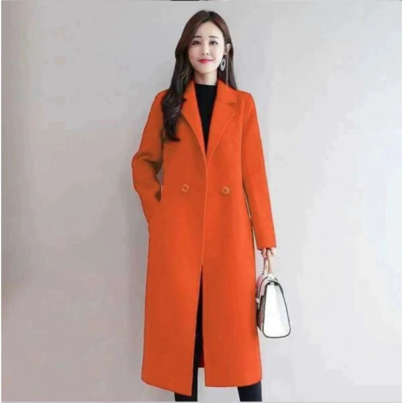 Woolen mid‑length coat for women, slim fit, autumn elite style, mid‑length slim silhouette